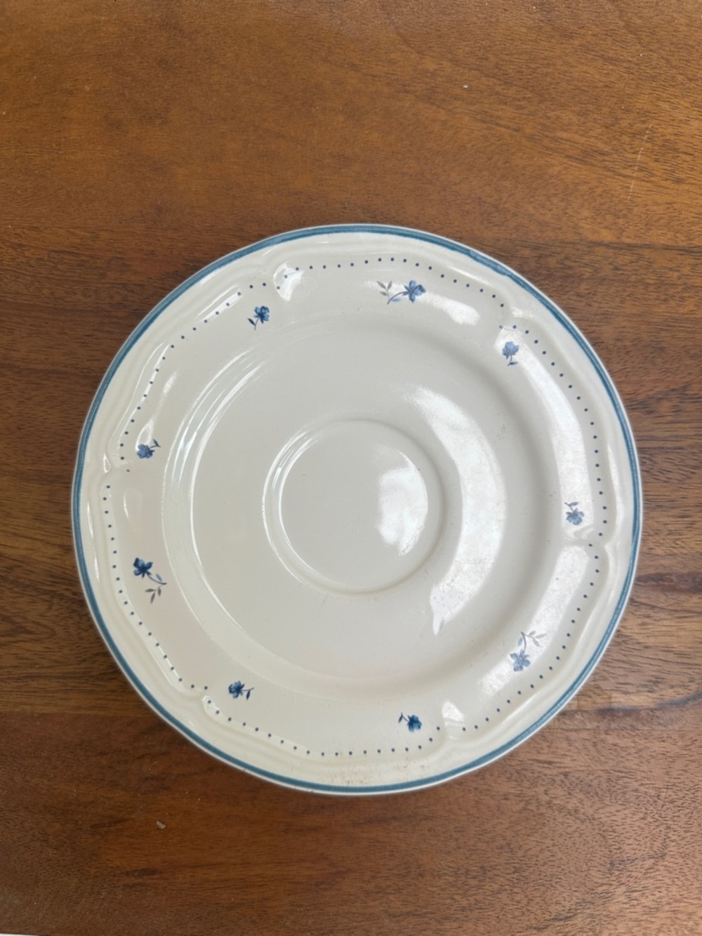 Vintage JMP Marketing Stoneware Blue Floral Saucer